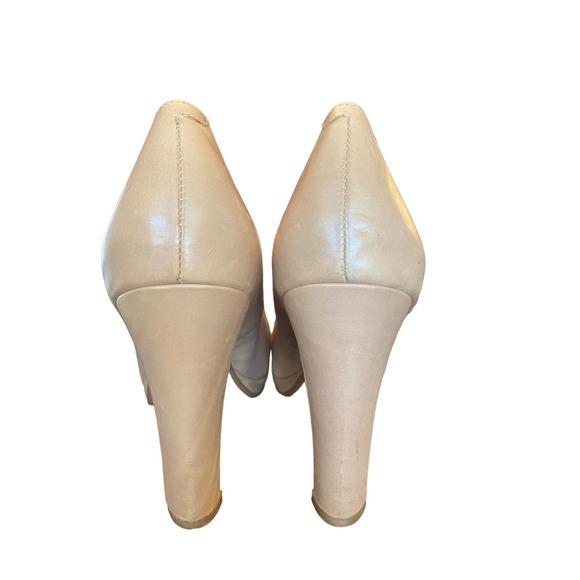 Anthropologie Miss Albright Women's Macyn Nude leather heels pumps Sz 9 - Picture 5 of 9